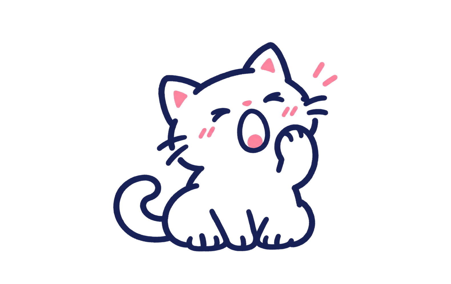 A sleepy cat covering a big yawn with one paw