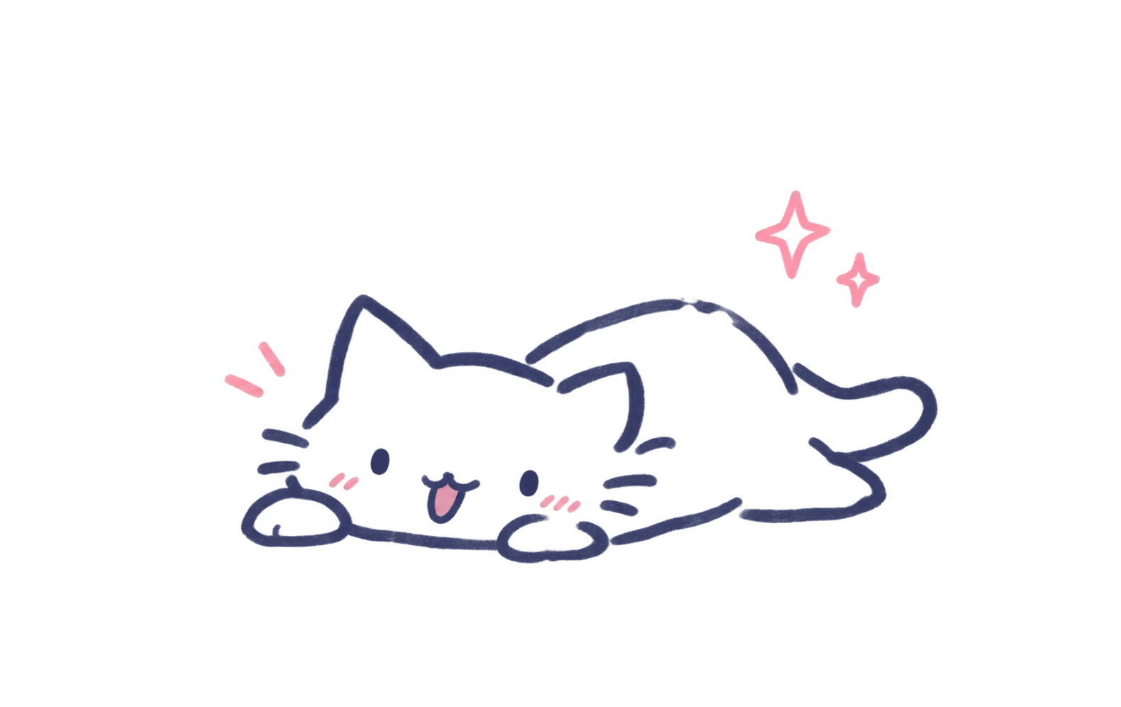 A playful little cat lying on its belly